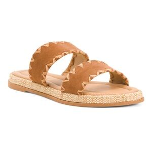 MILA PAOLI
Made In Italy Suede Dual Band Heel Sandals,9